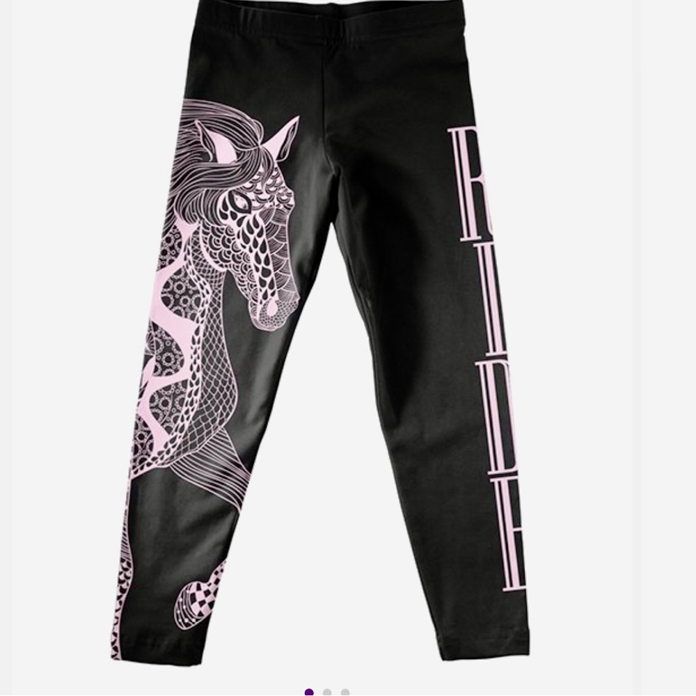 New! Vive le fete girl’s horse black leggings